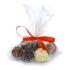 Truffles in a cellophane bag with ribbon